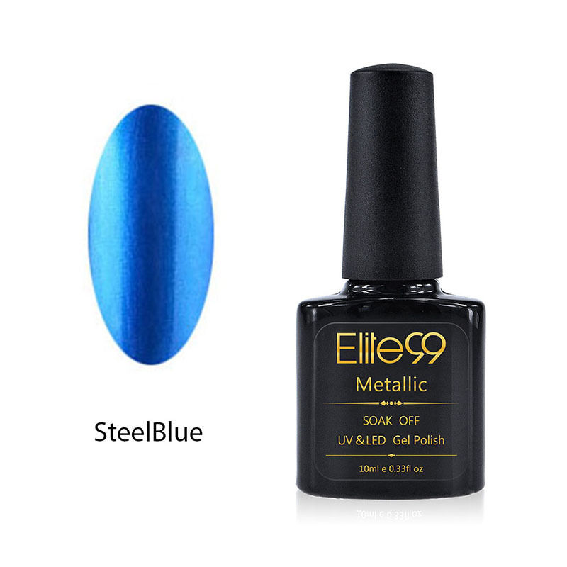 Metallic Gel Nail Polish Soak Off UV LED 5908 Steel Blue